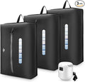 3PCS Vacuum Bags for Travel with Pump, 33L Large Vacuum Travel Bags with Pump, Reusable Vacuum Compression Bags, IP67 Waterproof Airtight Travel Bags for Luggage, Backpack & Suitcase, Black
