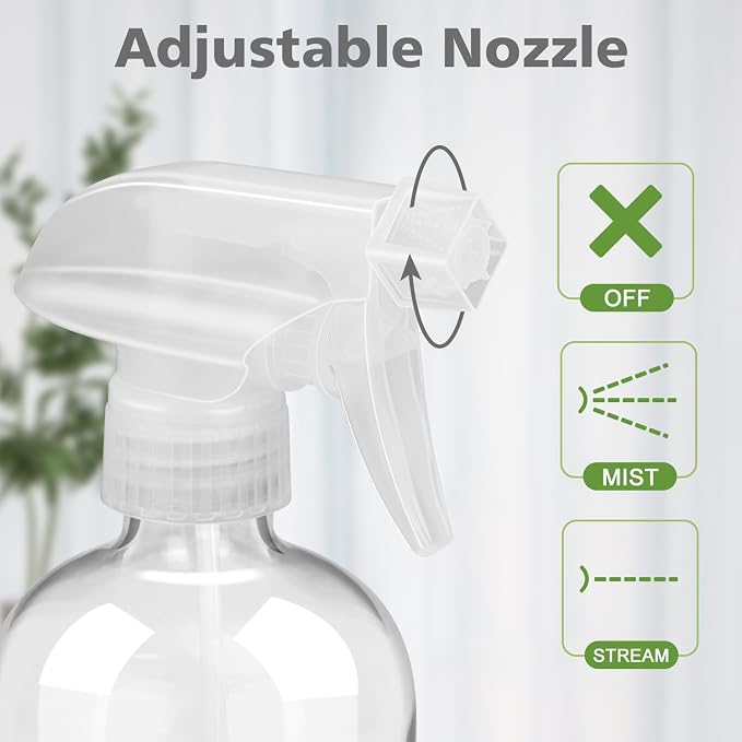 Rionisor Glass Spray Bottles with Silicone Sleeve Protection, Empty 16 oz Refillable Containers, Reusable Spray Bottles with Adjustable Nozzle for Hair, Cleaning Solutions, 1 Pack Purple