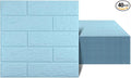 40 PCS Blue 3D Wall Panels, 58 sq.feet Coverage, Printable Wallpaper Sticker with Self-Adhesive Waterproof Brick PE Foam Wall Panels Peel and Stick for Interior Wall Decor, Home Decoration
