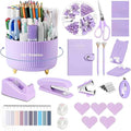Office Supplies,Desk Accessories,with Stapler, Tape Dispenser,Desk Organizer,Folding Phone Holder,Pen,Journal Notebook,Scissor,Staple Remover,Staples,Clear Tape,Sticky Notes,Paper Clips,Bookmark,Ect