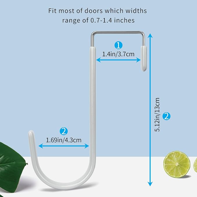 FYY Over the Door Hooks, Single-Hanger 4 Pack, Fits Doors 1 3/8" Silver | Heavy Duty Metal, Hold 20lbs, Rubber-Coated, No-Drilling, for Bathroom Dorm, Hanging Towels Clothes Hats Bags Coats Wreaths