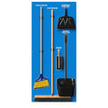 Clean & Sweep 5S Shadow Board/Wall Mount Broom Holder, 68" x 30" Board, 5S Cleaning Station - with Broom and Dustpan Set Included, Made in The USA by AccuformNMC, Blue/Black, PSB716BUBK