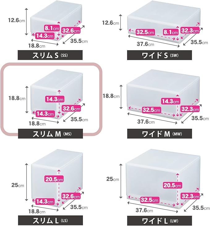 Sanka D2SC-MSCL Modular Case, Flexible Combination Drawer Storage Case, Slim M, Clear, Drawer Storage That Can Be Combined According to Your Lifestyle, Pull Out And Close Drawers, Rubber Stopper To