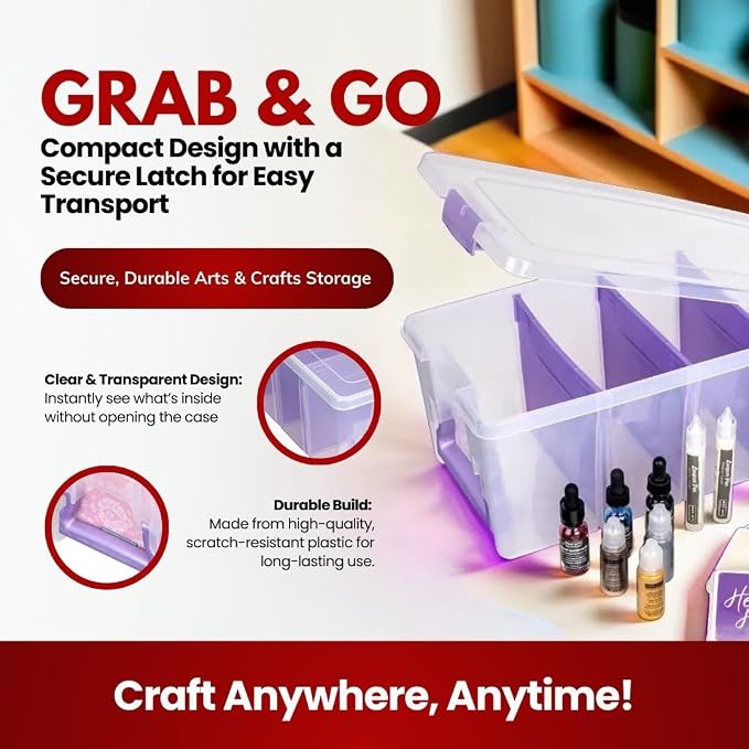 ArtBin Semi Satchel Portable Craft Organizer with 3 Dividers - Clear Plastic Storage Case for Art & Craft Supplies (Pack of 4)