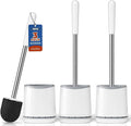 TRENTI Toilet Brush and Holder Set - Bristles Bowl Brush Head with Ventilated Holder, Wall Mounted Compact Set for Bathroom Deep Cleaning