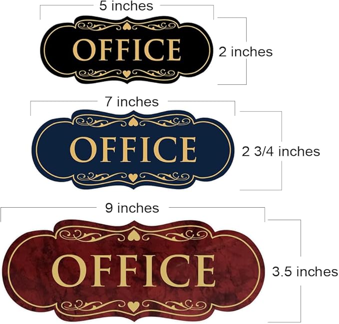 All Quality Designer Office Sign | Easy Installation - White/Red - Medium (5 Pack)