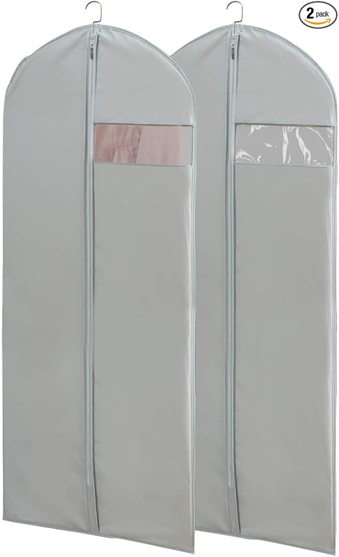 Dress Bags for Gowns Long, 65'' Long Dress Clear Garment Bag(Set of 2, 23.3'' X 65'')