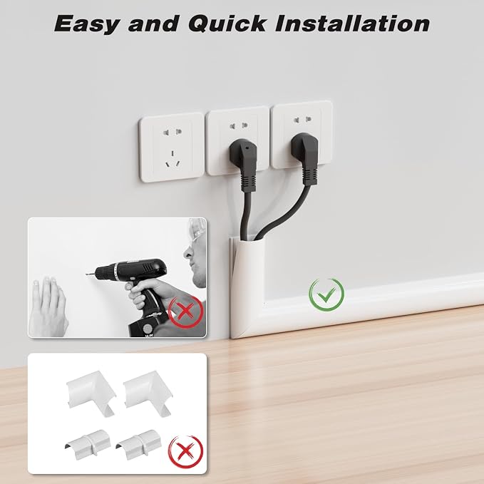 118" Silicone Cord Hider for Wall Mount TV,Large Self-Adhesive Cable Hider for 2-3 Cords,Cable Management Under Desk,Cord Organizer,Cable Raceway Home & Office Trim,Cord Concealer Channel,White