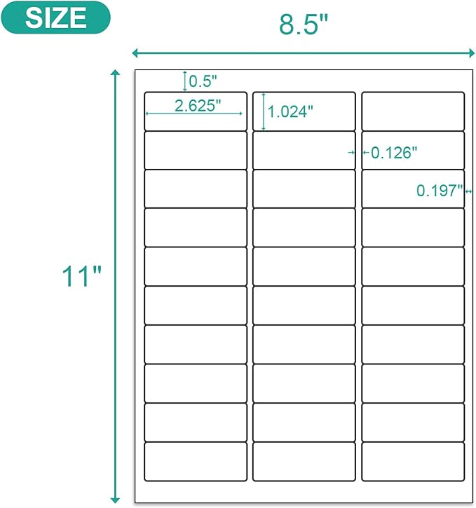 MFLABEL 1" x 2-5/8" Address Labels for Laser & Inkjet Printers 15,000 White Shipping Stickers(500Sheets,30/Sheet)+48 Free Fragile Stickers | Easy to Peel,Mailing Labels for Packages, Shipping