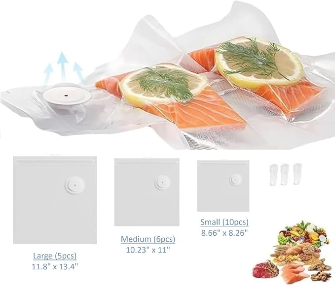 Vacuum Seal Bags for Food Storage | Keep food fresh up to 5x longer (21pcs - 3 sizes)