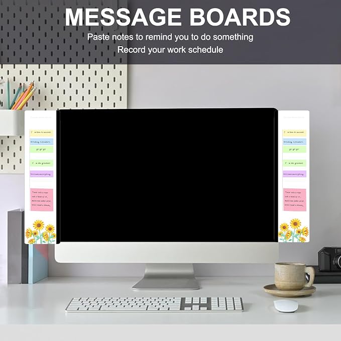 Office Desk Accessories 2pcs Multifunction Computer Monitor Memo Board - Transparent Computer Side Panel Memo Creative Monitor Side Panel Suitable for Office Home Desktop (Monitor Memo Board 7#)