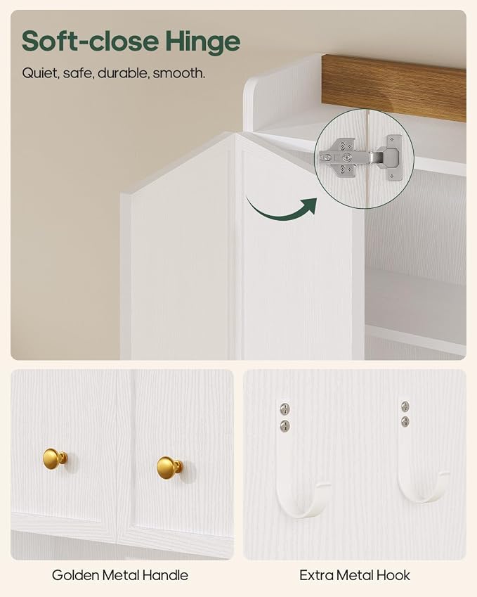 7-Tier Over Toilet Storage Cabinet, 2-in-1, Separable Bathroom Storage | Over-Toilet and Tall Narrow Cabinet, with Doors, Adjustable Shelf, Big/Small Room, Laundry, Tissue Holder, Anti-Tip, White