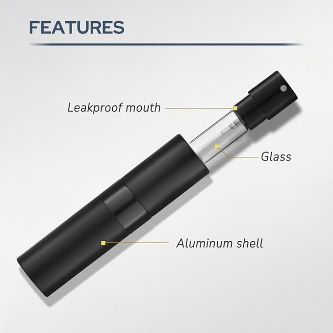 Fusupak Perfume Atomizer Travel Bottle Refillable: Cologne Sprayer Portable for Men - Mini Spray Empty for Refill - 8ml Small Size Grey Blue Silver