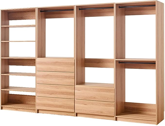 Maykoosh Closet System Organizer - Customizable Walk-in Wardrobe Storage Oak/Model ECDA 4 Closet