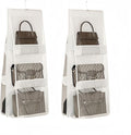 HAN SHENG 6 Pockets Clear Handbag & Purse Organizer Hanging Bag Storage - Space Saving Hanging Shelf for Closet, Wardrobe, Over Door (2 Pack, White)