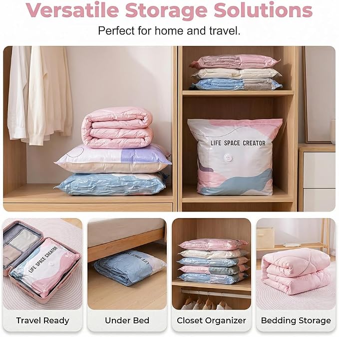 No-Pump Vacuum Storage Bags, 2026 New 3D Vacuum Storage Bags, Portable Large Clothes Compression Bags for Household Use, Convenient Cube Storage Bag for Clothes, Comforters, Blankets (3, 19.6*27.5in)