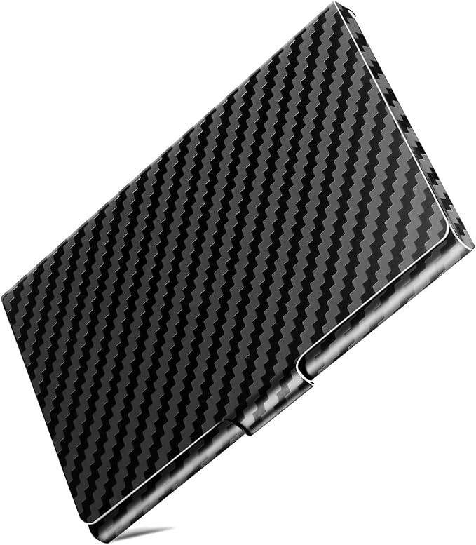 Slim Minimalist Business Card Holder for Men & Women, Premium Metal Business Card Case, Pocket Name Card Holder, Buckle Style Shut, Classy Black