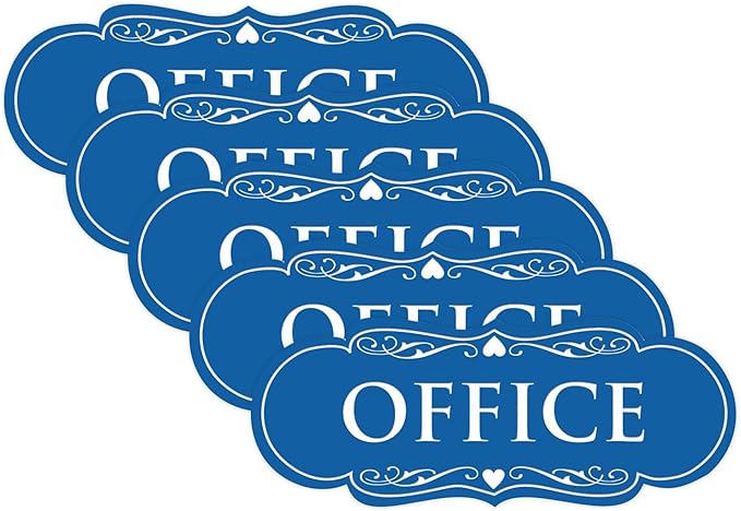 All Quality Designer Office Sign | Easy Installation - Blue - Small (5 Pack)