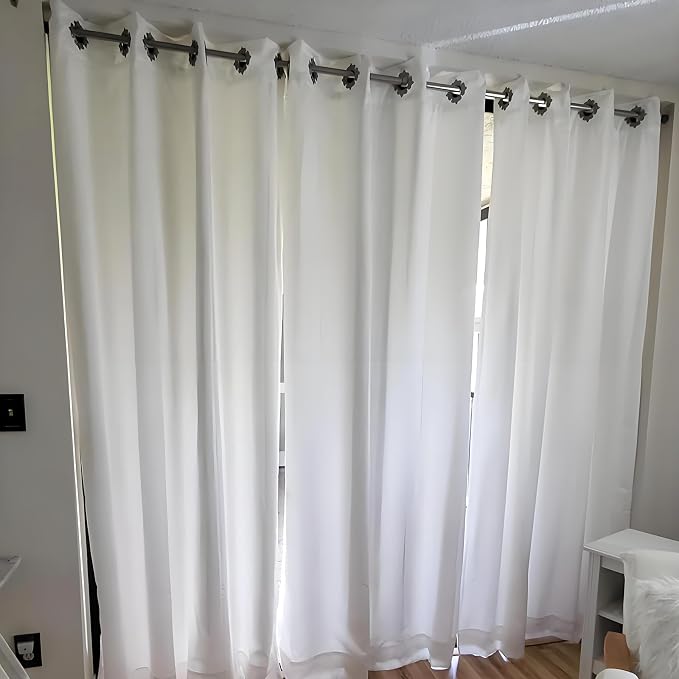 No Sectional Assembly Tension Curtain Rod 56-104 Inch | 1" Diameter Spring Long Adjustable Shower Curtain Rods for Bathroom Windows Closet No Drilling No Rust, Silver