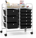 Giantex 9 Drawers Rolling Cart, Classroom Organizers, Storage Cart with Wheels, for Teacher Office Home School Supplies Tool Craft Art Paper, Black