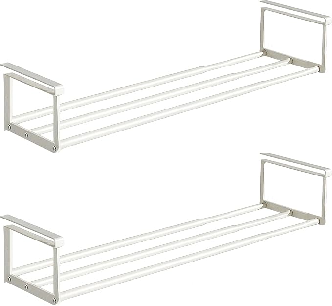 Expandable Shoe Rack Organizer - Adjustable Shoe Rack & Under Cabinet Shelf - for Shoe or Clothing Storage and Organization, Under Shelf Storage (White,2 Pcs)