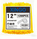 XINGO 12 Inch Yellow Zip Ties 1200 PCS, 75 LBS Ultra Strong Tensile Strength, UV Resistant Cable Ties, Self-locking Plastic Ties for Indoor and Outdoor Use