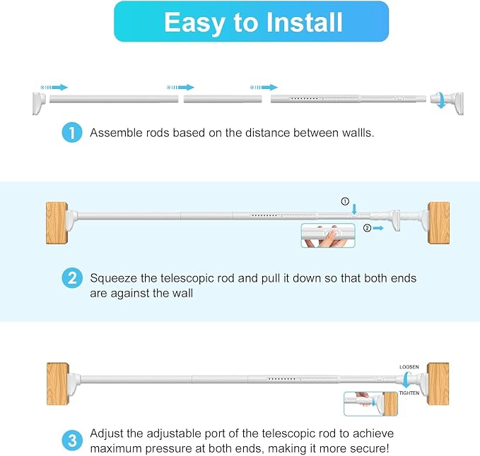 Closet Rods For Hanging Clothes,41-87 In Extra Long Tension Rod For Closet,Adjustable Rod Without Drilling 33lb Heavy Duty Closet Rods Diameter 1.26in-One-Bond Stretching,White