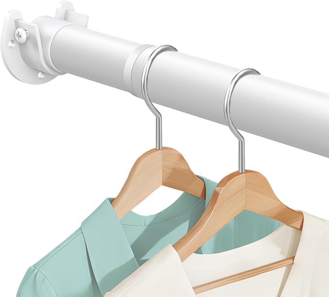 Closet Rod, 17-54 IN Closet Rods for Hanging Clothes, White | Stepless Adjustable, Supports up to 66 lbs, Multiple Size Options, Easy Installation, Multi Purpose, Wall-Mounted