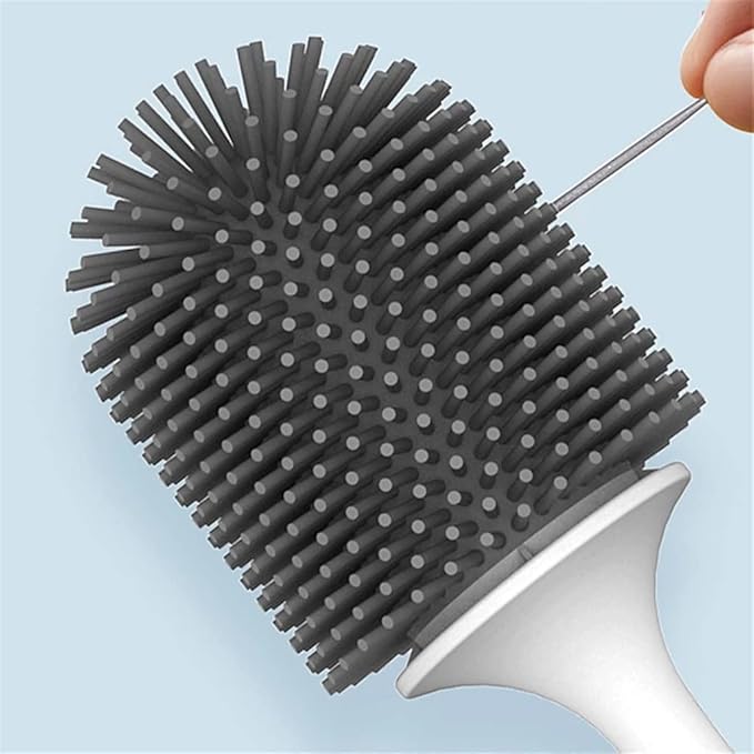 Toilet Brush for Bathroom Silicone Brush Holder Cleaning Tool Home Cleaning Brush for Toilet Bathroom Accessories Set Bathroom Toilet Brush Holder (Gray) (Gray)