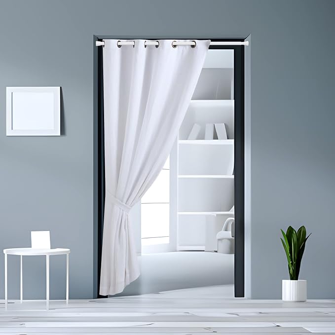 Tension Rod for Windows 28 to 48 Inch,Spring Curtain Rods No Drilling 7/8" Diameter White Tension Rods Adjustable Curtain Rods Expandable Pressure Spring Tension Rods for Closet, Doorway