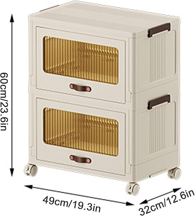 Plastic Storage Containers Stackable Storage Bins, Portable Collapsible Storage Cabinet Multifunction Stackable Storage Containers for Clothing Books Snacks Sundries,45cm(49cm)
