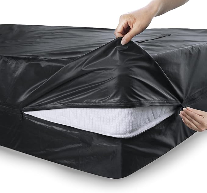 Mattress Bags for Moving Twin 2 Pack, Mattress Storage Bag Waterproof with Strong Handles & Double Zippers, Reusable Mattress Protector, Black