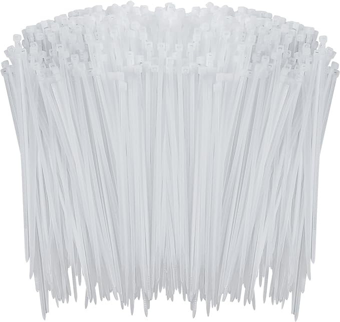 500 Pcs White Zip Ties, 8 Inch Clear Self-Locking Nylon Cable Ties, Premium Heavy Duty Plastic Wraps Wire Ties for Indoor and Outdoor