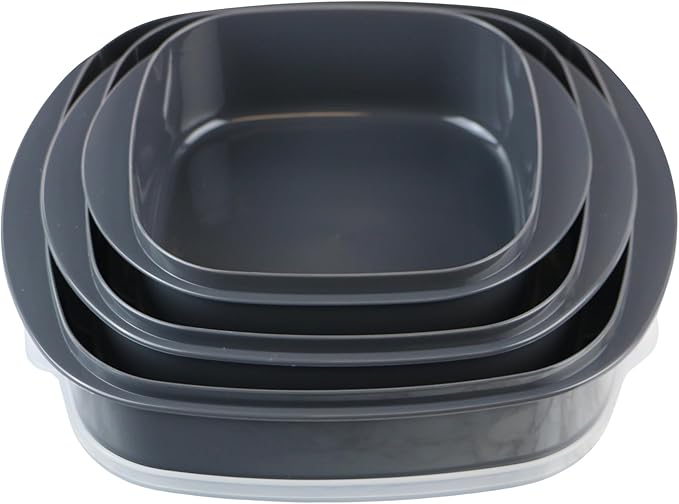 Reston Lloyd Nesting Microwave Containers, Adjustable Steam Vents, Airtight, Meal Prep, Durable BPA-Free Plastic- Freezer & Dishwasher Safe, Cookware & Food Storage, Anyday Cookware, Gray (Pack of 18)