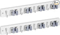 OUTNILI 2 Pack Mop Broom Holder Wall Mount - White Wood Broom Mop Hanger - Wall Mounted Garden Tool Rack Organizer for Closet Garage Laundry Room, 4 Slots & 4 Hooks