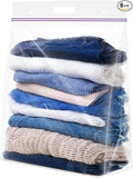 5 Gallon Zipper Bags with Handle and Bottom, Pack of 6, Heavy Duty Clear Handy Plastic Storage Bag, 18"x24" Reusable Large Zip Storage Bag for Sports, Travel, Moving and Clothes, 3-Mil Thick