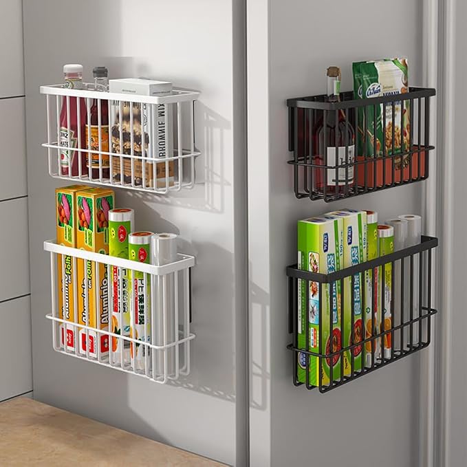 3 Piece Kitchen Cabinet Door Storage Box,Self Adhesive Wall Mounted Storage Boxes,Wardrobe/Bathroom/Refrigerator Small Items Organizer Storage Box (Black3)