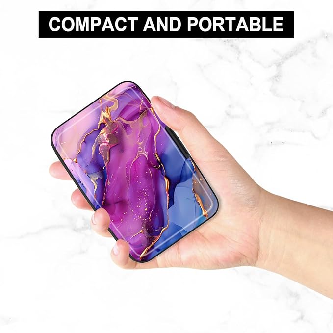 Card Holder Credit Cards Holder for Women RFID wallet women Business Card Holder Wallet Mini Aluminum Card Wallet RFID Blocking Slim Metal Hard Card for Women, Marble Patterns