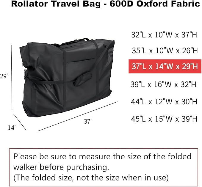 Rollator Travel Bag - Waterproof Wheelchair Bag for Folding Walker Compact Wheelchair Transport Chair Portable Large Duffel Bag Carry Case for Car and Airplane Traveling (37" Lx14 Wx29 H)