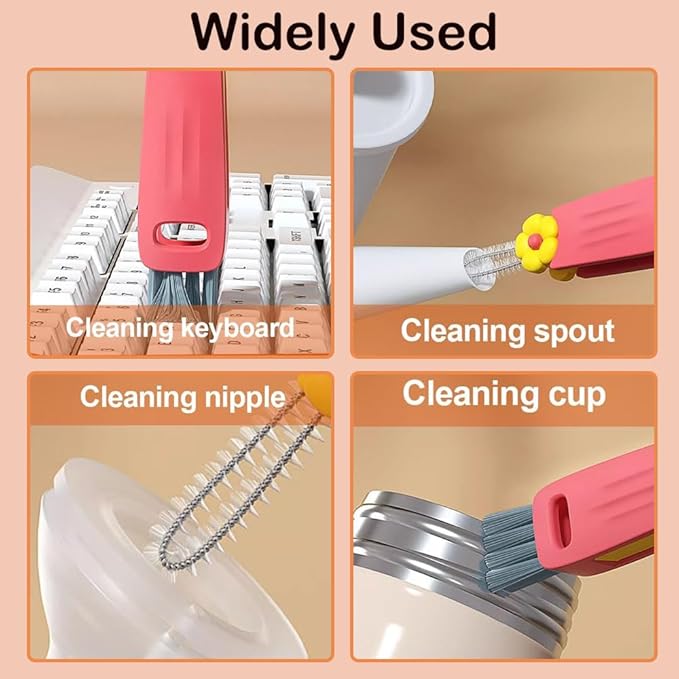 3 in 1 Cup Lid Cleaning Brush, Crevice Cleaning Brush for Bottle Gap Tight Spaces Cup, 3 in 1 Multifunctional Cleaning Brush Lid Cleaner Brush, Portable Cup Lid Cleaner with Brush for Home Kitchen