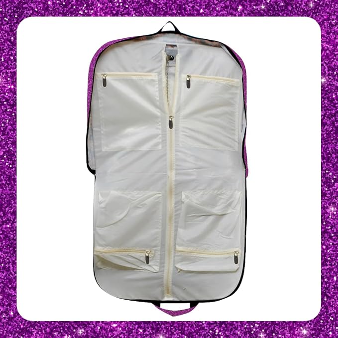 NGIL Glitter Travel Hanging Garment Bag (Glitter-Purple) | Garment Bag for Girls, Cheer Travel Bag, Dance Competition Bag, Cheer Dance Competition, Beauty Pageant