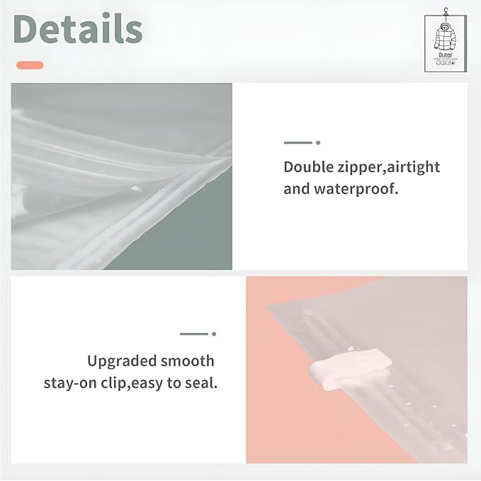 6 Pack Hanging Vacuum Storage Bag,Reusable Space Saver Compressed Bag with Hangers