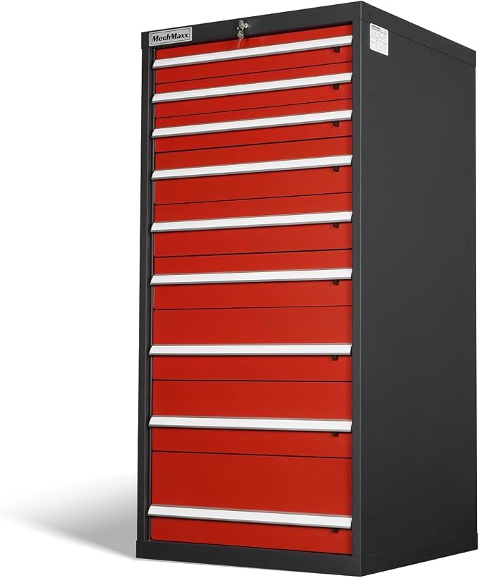 MechMaxx Heavy Duty Modular Drawer Cabinet – 9 Drawer Tool Storage Organizer, Steel Construction, 59" W x 28.5" D x 28.5" H，Model MD59A9