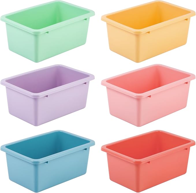 Zonon 12 Pcs Plastic Cubby Storage Bin Back to School Classroom Cubby Organization Storage Container with 1 Pack Self Adhesive Label for Office School Library(Macaron Color,11.61 x 7.68 x 4.92)