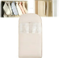 Space Saving Hanging Garment Bag with Self Compression Zipper, New Update Space Saver Clothes Storage Organizer, Dust Cover Clothes Bags for Down Coat (Beige, L)