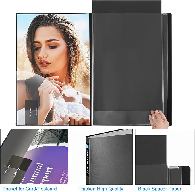Sooez Heavy Duty Binder with Plastic Sleeves 18"x24", Portfolio Folder with 30 Clear Sheet Protectors, Display 60 Pages, Presentation Book for Artwork, Sheet Music, Document
