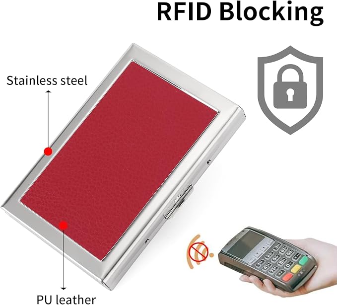 Credit Card Holder Wallet for Women Men Stainless Steel Metal Card Case RFID Blocking Business Card Protector Case with 6 Slots
