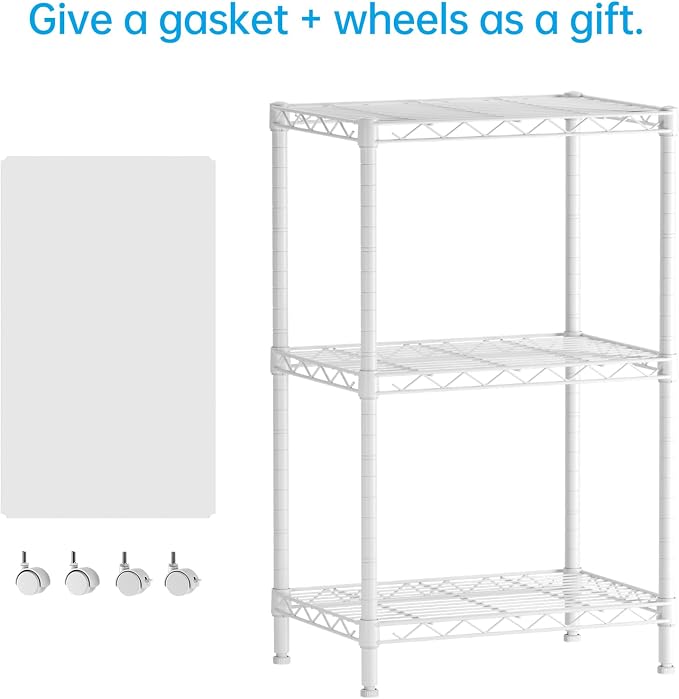 SINGAYE Small Shelves Kitchen Storage Shelf Wire Shelving Metal Adjustable | 3 Tier Shelf Organizers Storage Shelving Unit for Office Pantry Laundry Bathroom Closet Home 11.6" D X 17.6" W X 30" H White