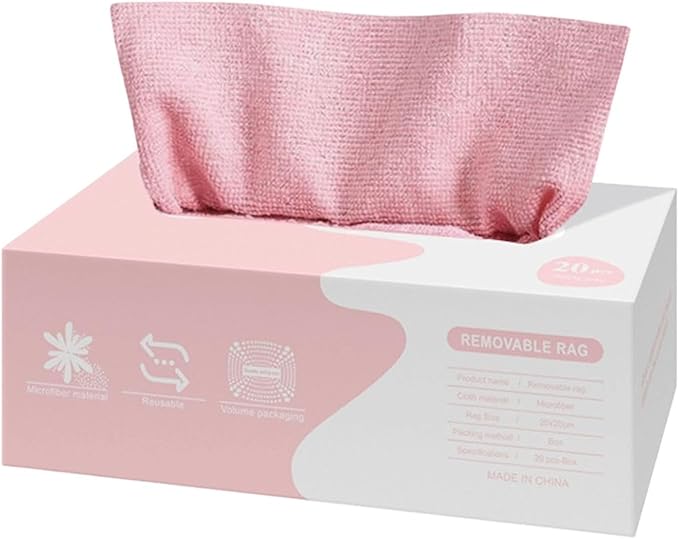 Microfiber Cleaning Cloths in Box, 20 Pack Extract Towels, Lint Free Reusable Rags for Household Kitchen Cleaning, Ultra Absorbent Multi-Purpose Wipes for Car Wash Detailing (04)