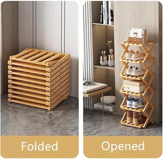Vertical Narrow Shoe Rack, 6 Tier Portable Folding Shoe Storage Rack, Without Installation Free Standing Shoe Rack for Corridors, Bedrooms Living Room Corner and Small Spaces (6 Tier)
